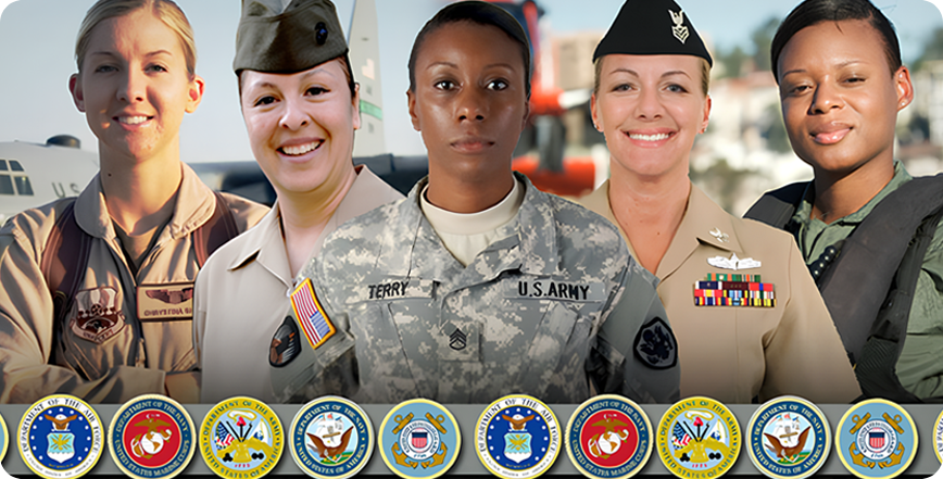 Five female service members in uniform.